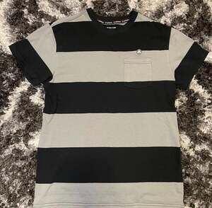 Airwalk Men's Grey and Black Striped Short Sleeve Pocket Rugby T-Shirt